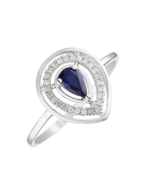 Caratelli Bague Océane Diamants 0.09 ct & Saphir 0.30 ct or blanc