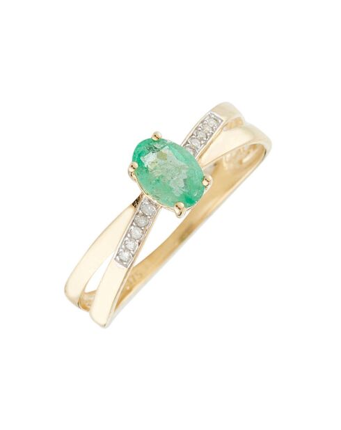Caratelli Bague Ambi Diamants 0.04 ct & Emeraude 0.6 ct or jaune