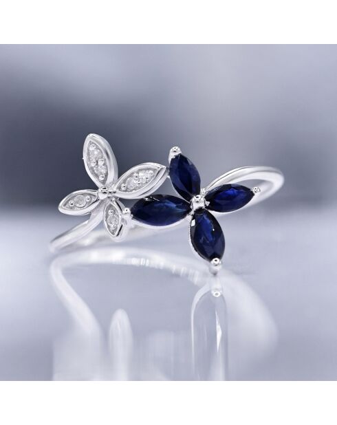 Caratelli Bague Héméra Diamants 0.03 ct & Saphirs 0.69 ct or blanc