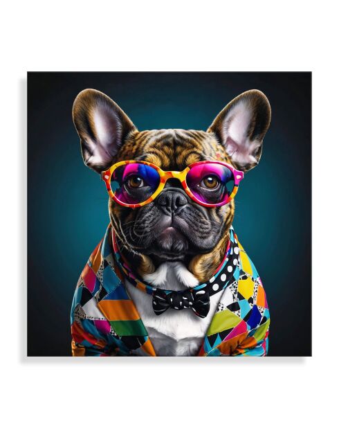 Impression Acrylique Défilé Tendance de Bouledogue Français Multicolore