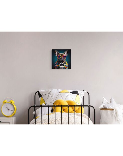 Impression Acrylique Défilé Tendance de Bouledogue Français Multicolore