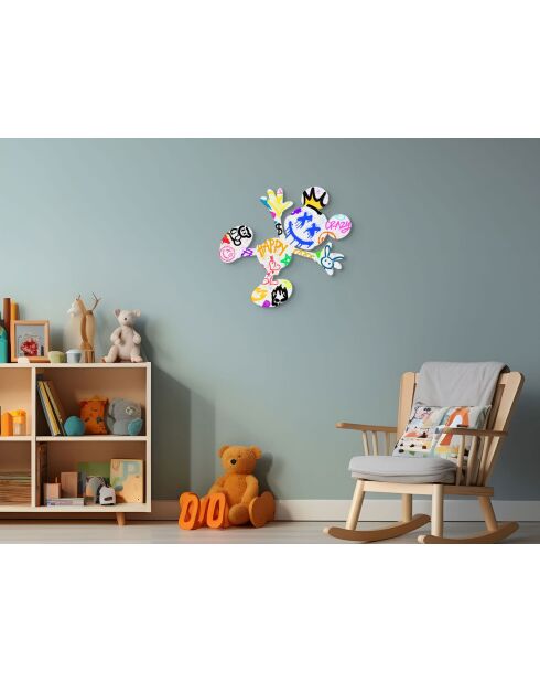 Impression Acrylique Éclaboussures Sur des Panneaux de Graffiti Multicolore