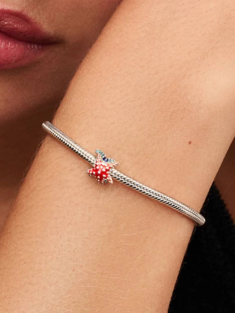 Mini Charm Étoile de Mer Colorée Argent Massif