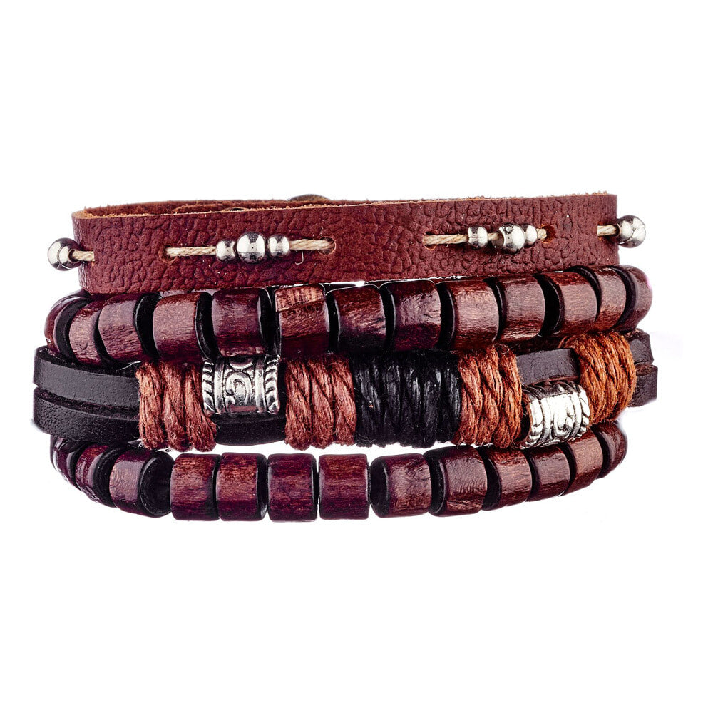 Bracelet manchette Bir-Hakeim - cuir - marron