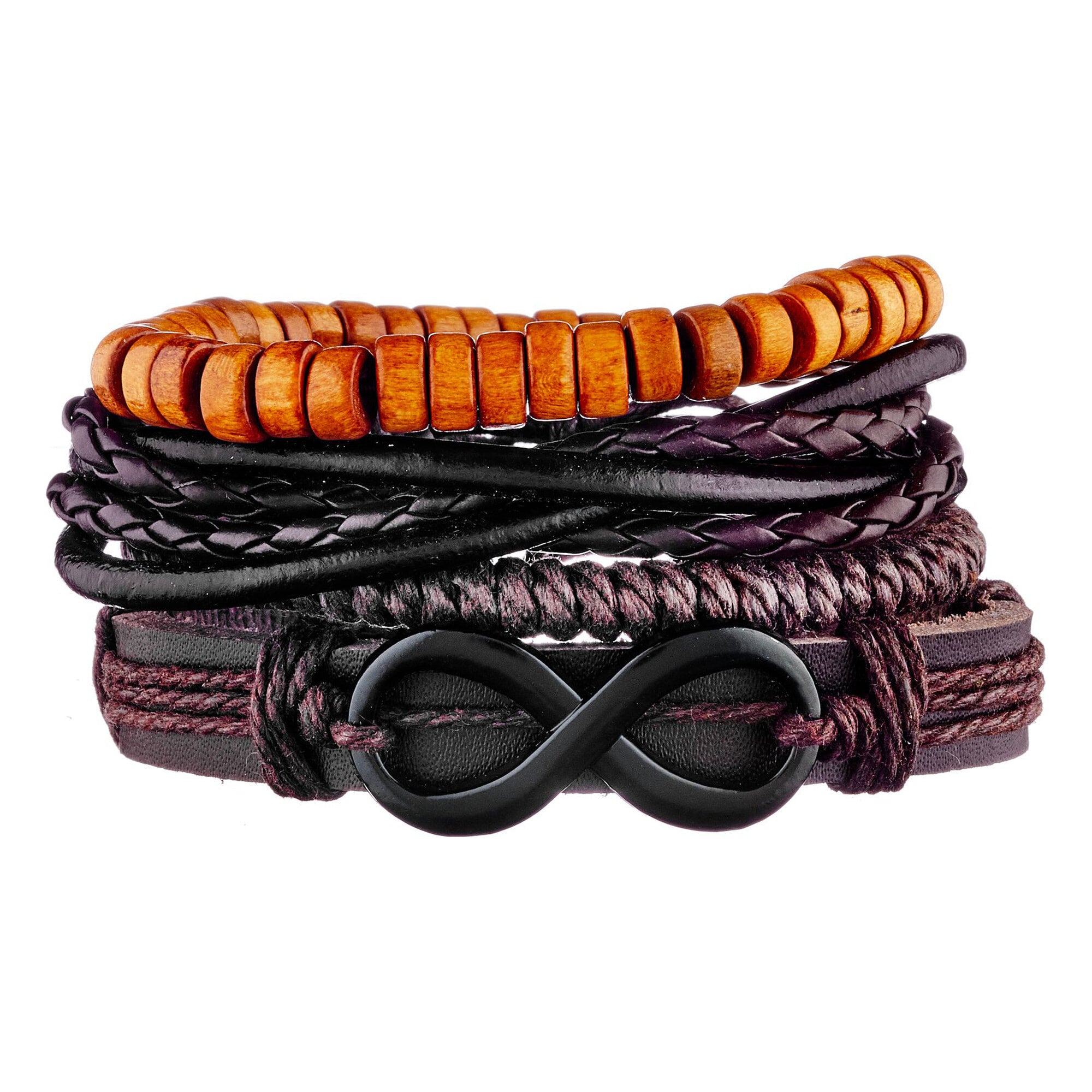 Bracelet manchette Grands Boulevards - cuir - marron