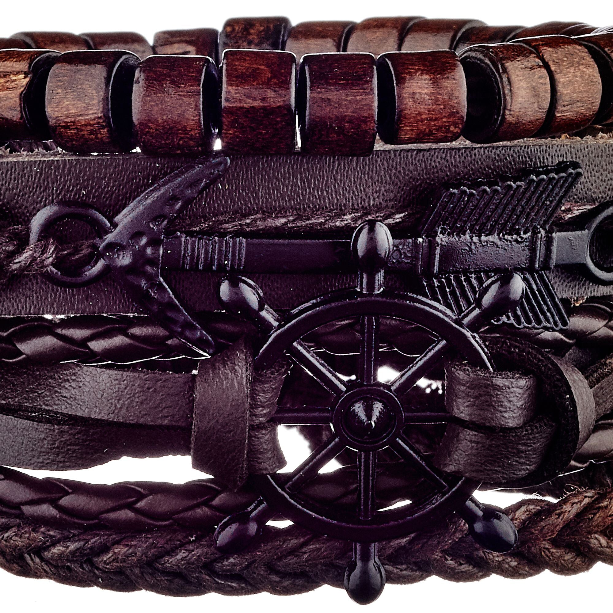 Bracelet manchette Saint-Sulpice - cuir - marron