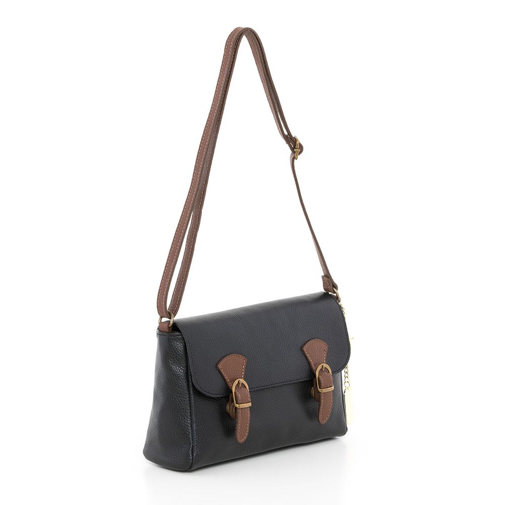 Anna Morellini - Sac à bandoulière Clementina - 100% cuir - noir et marron