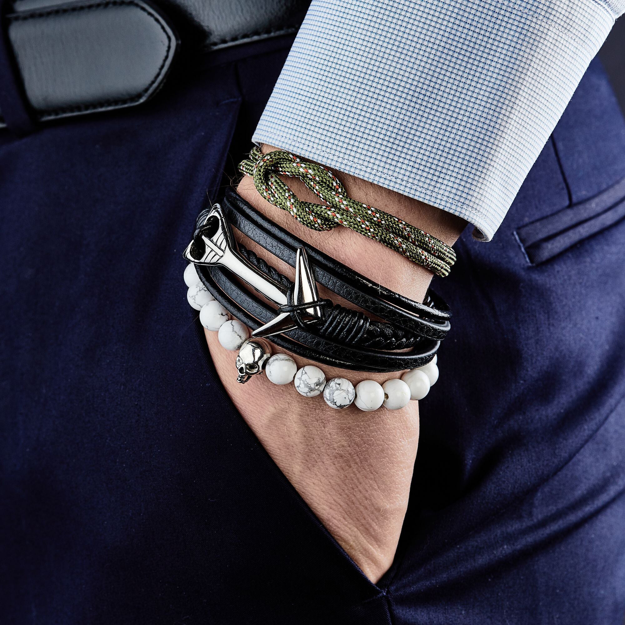 Bracelet élastiqué Belleville - turquoises - blanc