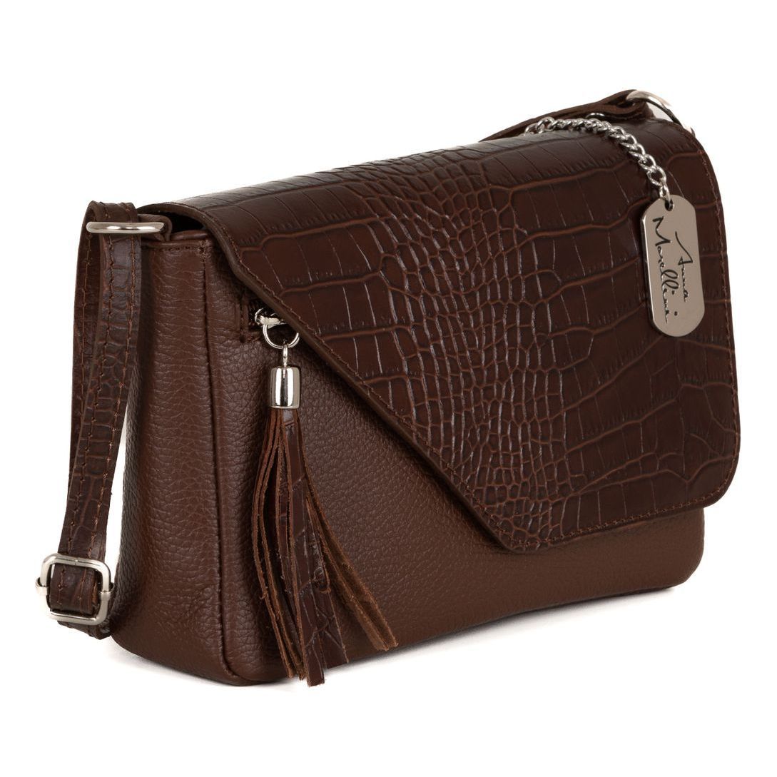 Anna Morellini - Sac à bandoulière Mirta - 100% cuir - marron foncé