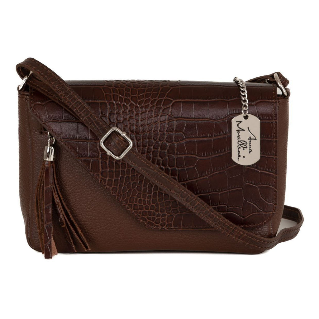 Anna Morellini - Sac à bandoulière Mirta - 100% cuir - marron foncé