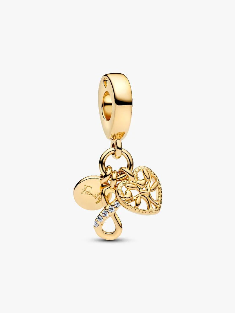 Charm Pendant Triple Infini Famille Métal doré à l'Or 14 carats