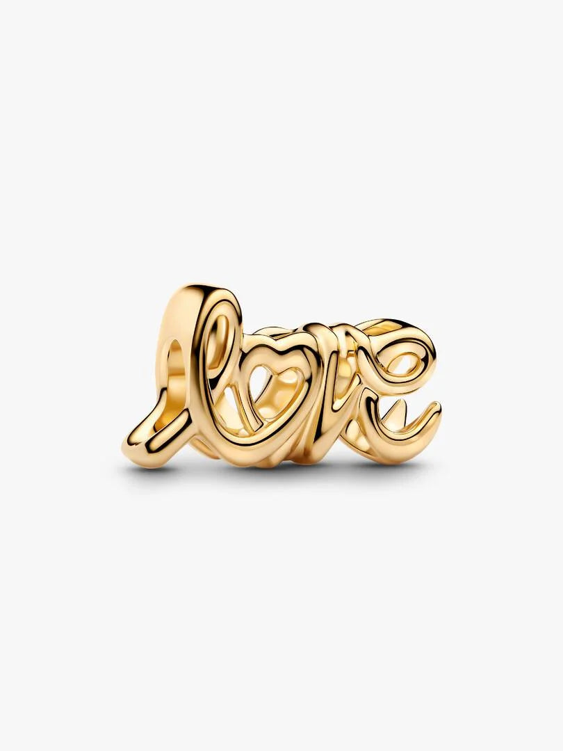 Charm Amour Manuscrit Métal doré à l'Or 14 carats