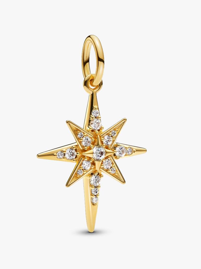Charm Pendant Étoile Polaire Scintillante Métal doré à l'Or 14 carats