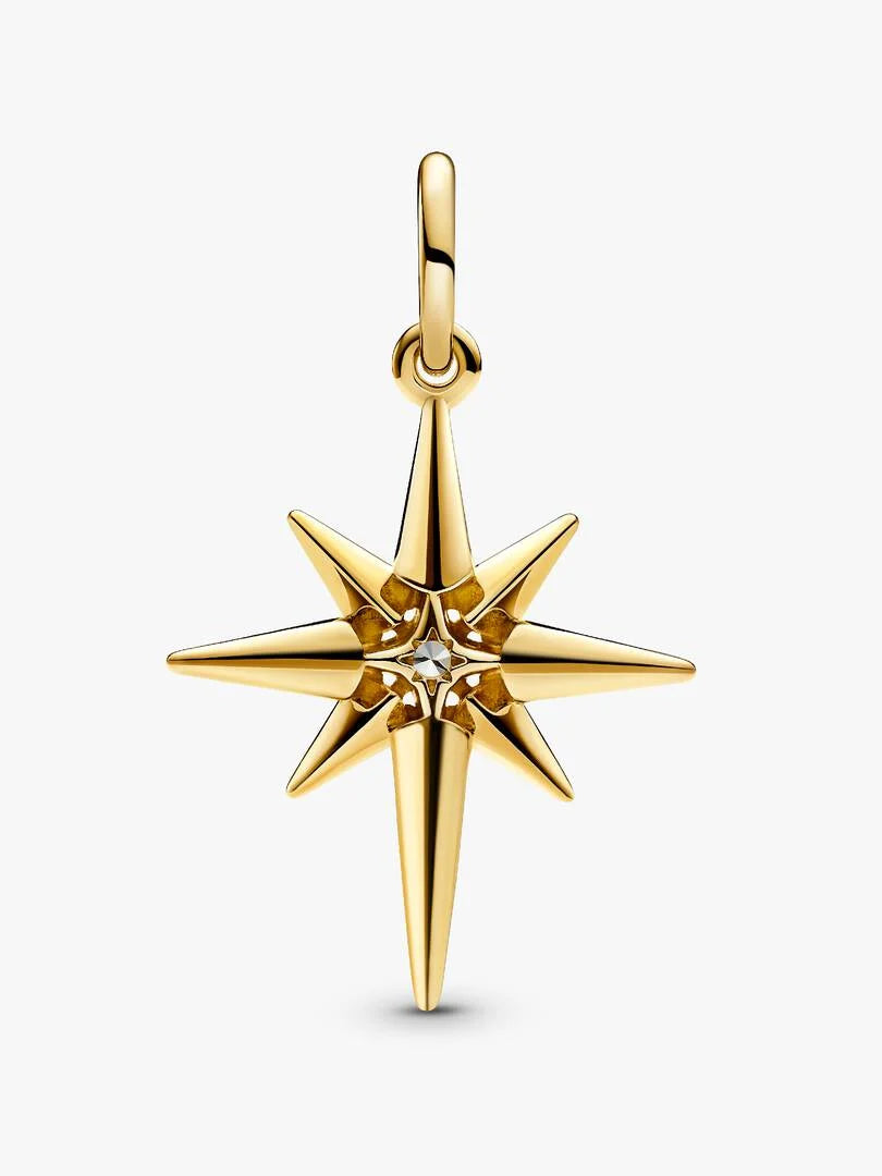Charm Pendant Étoile Polaire Scintillante Métal doré à l'Or 14 carats