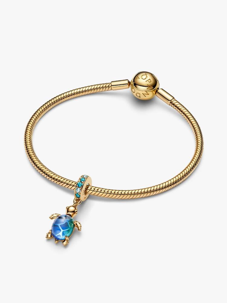 Charm Pendant Verre de Murano Tortue de Mer Métal doré à l'Or 14 carats