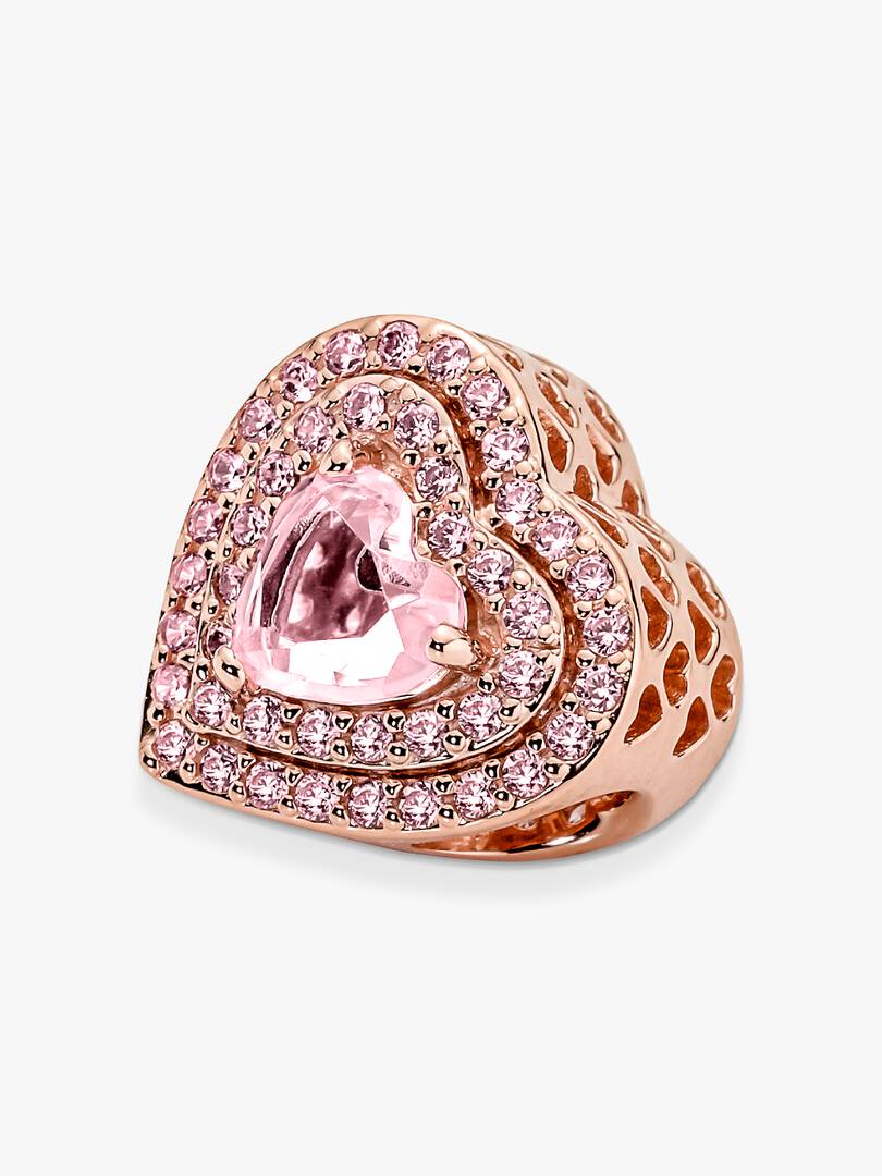 Charm Cœurs Nivelés Scintillant Métal doré à l'Or Rose 14 carats