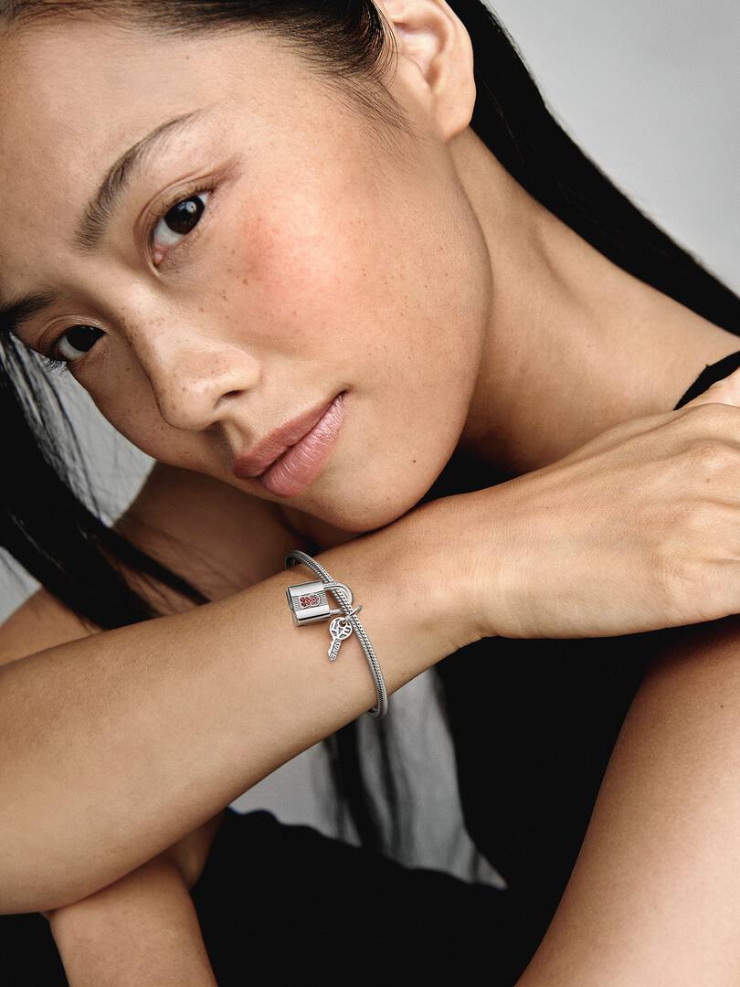 Charm Pendant Cadenas et Clé Gravable Argent Massif