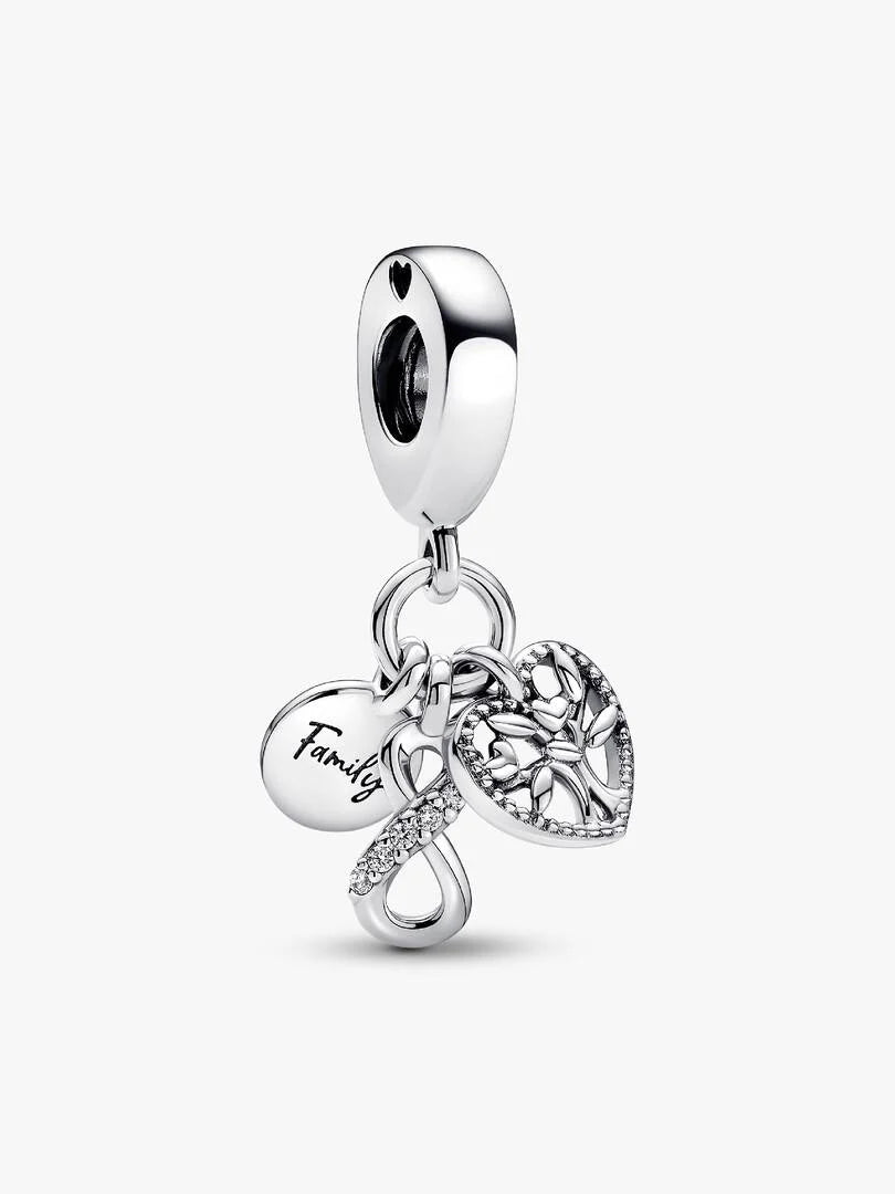 Charm Pendant Triple Infini Famille Argent Massif