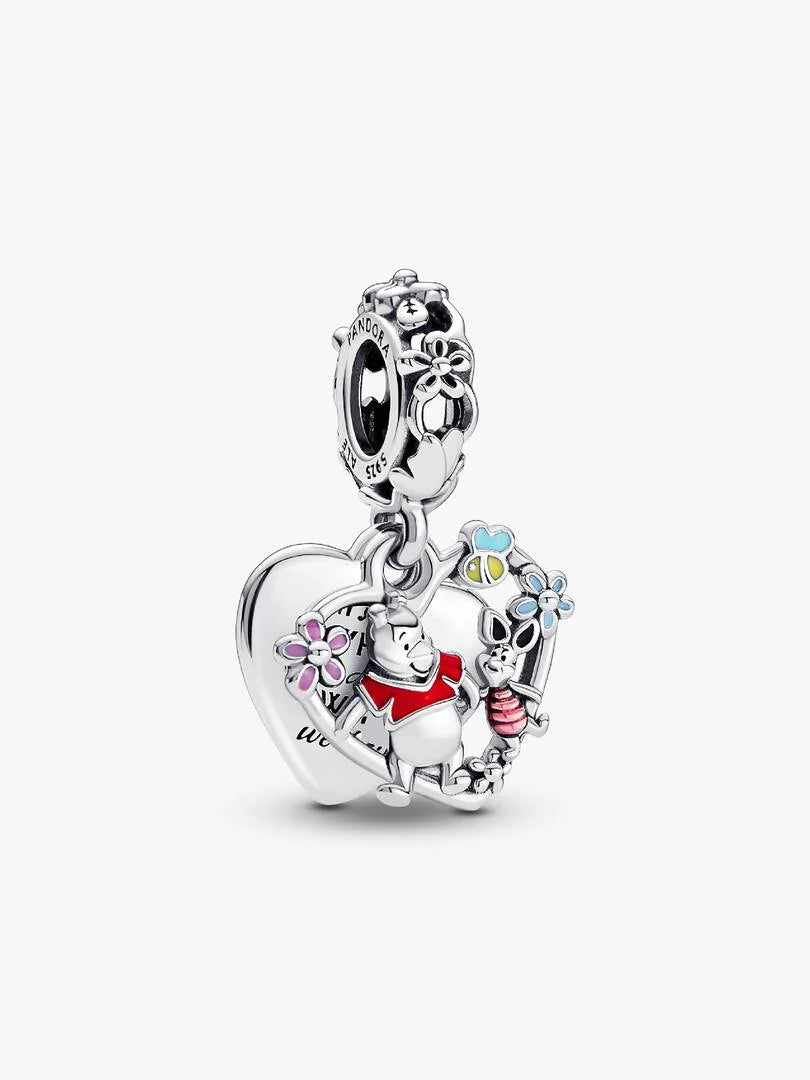 Charm Pendant Double Disney Winnie L’Ourson & Porcinet Argent Massif