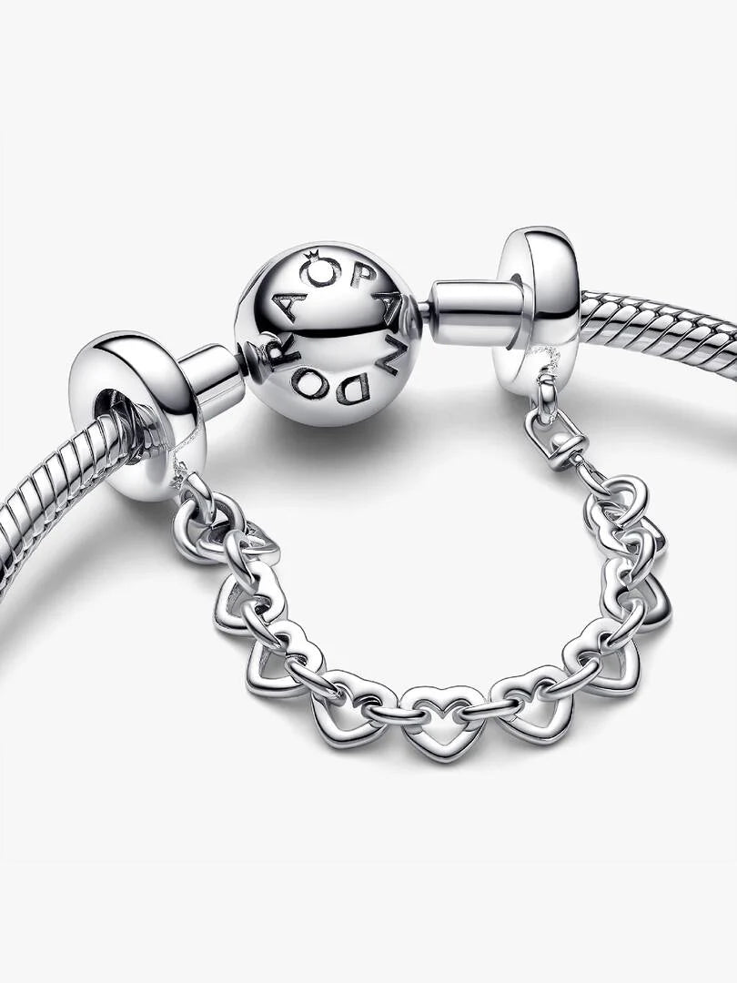 Chaîne de Confort Cœurs Liés Argent Massif