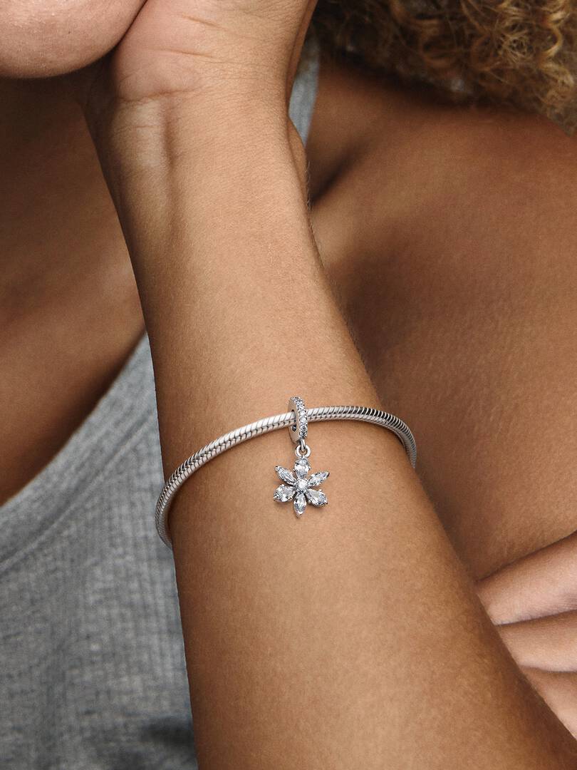 Charm Pendant Herbier Scintillant Argent Massif