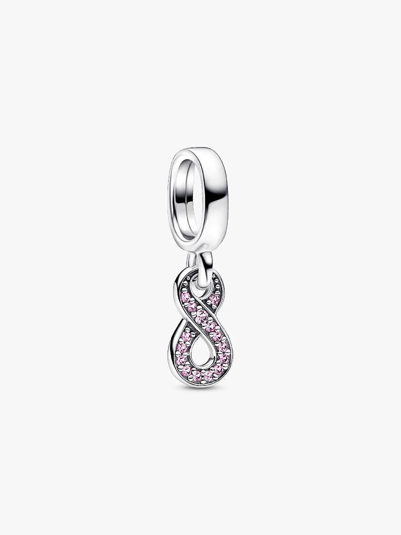 Charm Pendant Symbole de l'Infini Scintillant Argent Massif