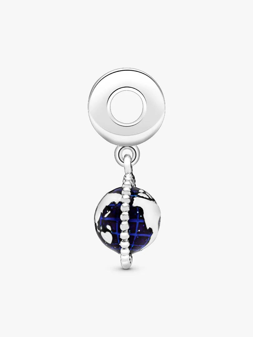 Charm Pendant Globe Pivotant Argent Massif