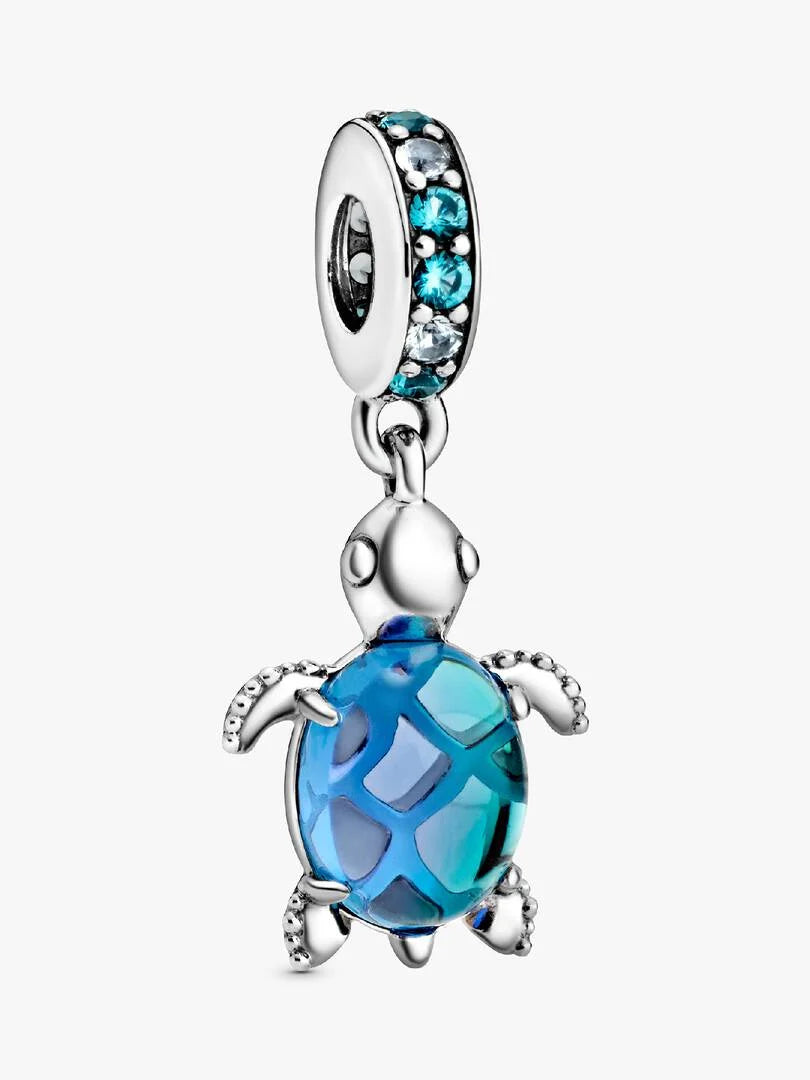 Charm Pendant Tortue de Mer en Verre de Murano Argent Massif