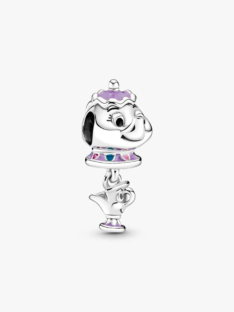 Charm Pendant Disney La Belle et La Bête Madame Samovar et Zip Argent Massif