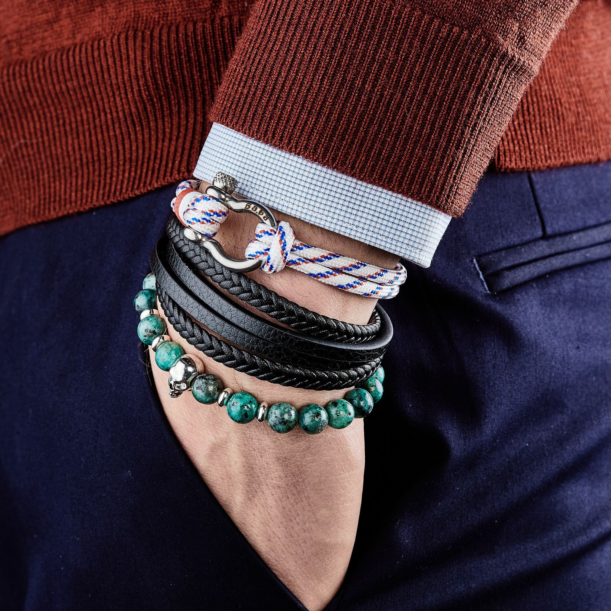 Bracelet élastiqué Belleville turquoises vert