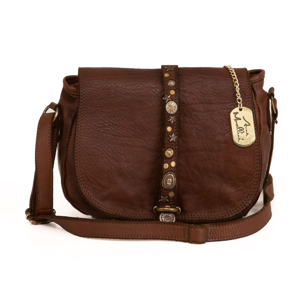 Anna Morellini - Sac à bandoulière Luigia - 100% cuir - marron foncé