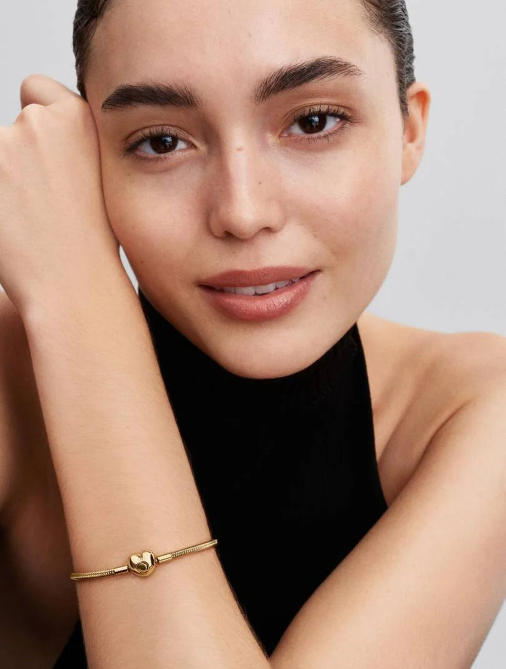 Bracelet Maille Serpent Fermoir Cœur Métal doré à l'Or 14 carats