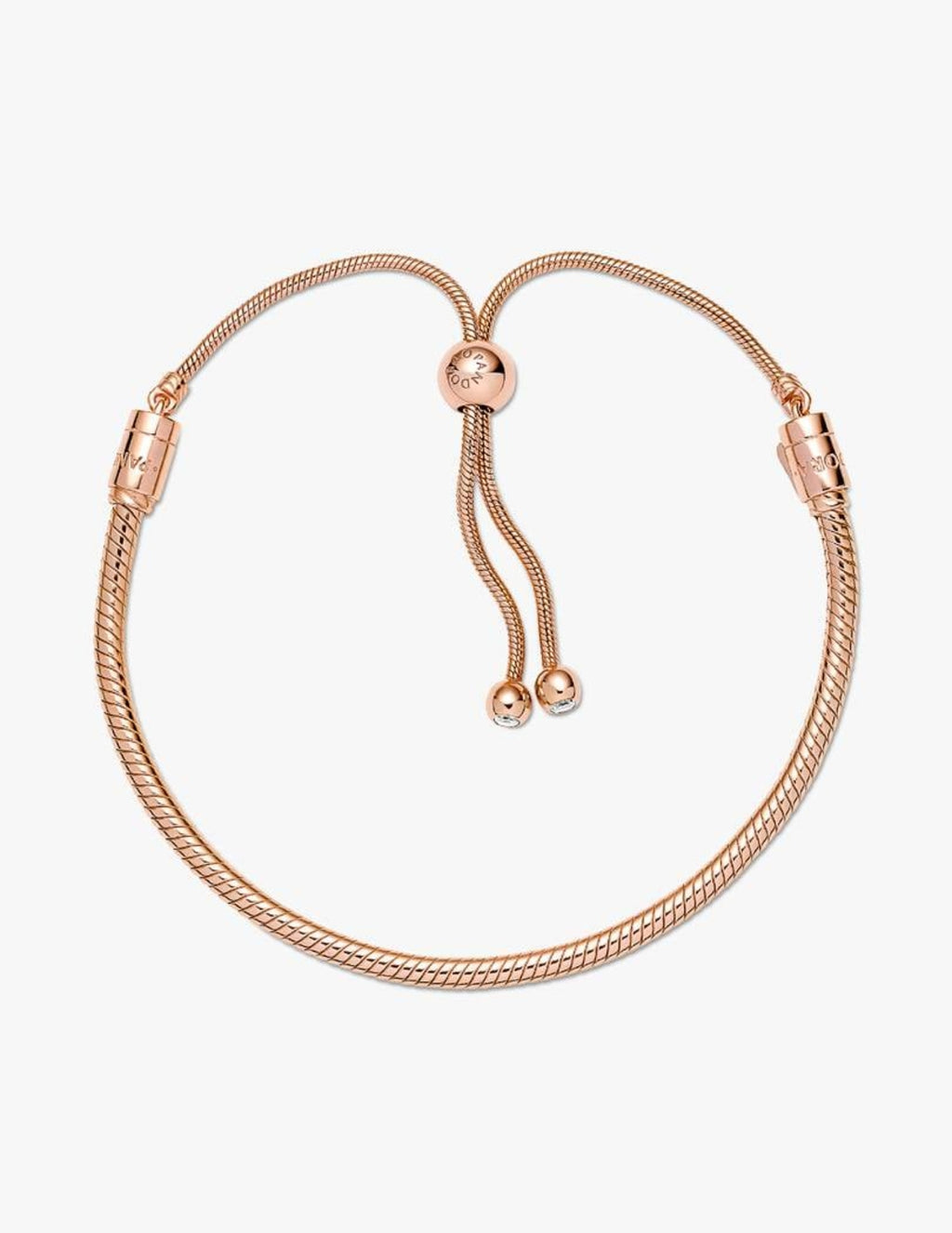 Bracelet Coulissant Maille Serpent Pandora Moments Métal doré à l'Or Rose 14 carats