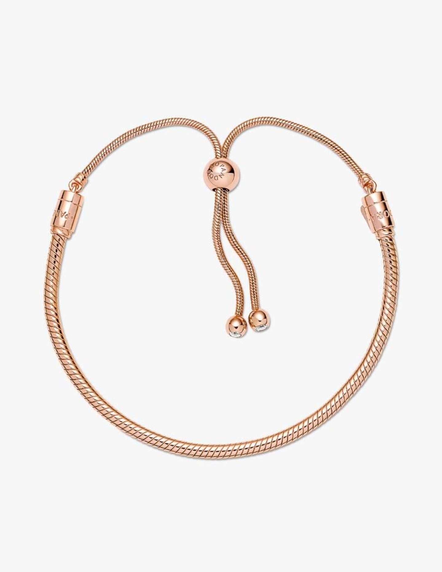 Bracelet Coulissant Maille Serpent Pandora Moments Métal doré à l'Or Rose 14 carats