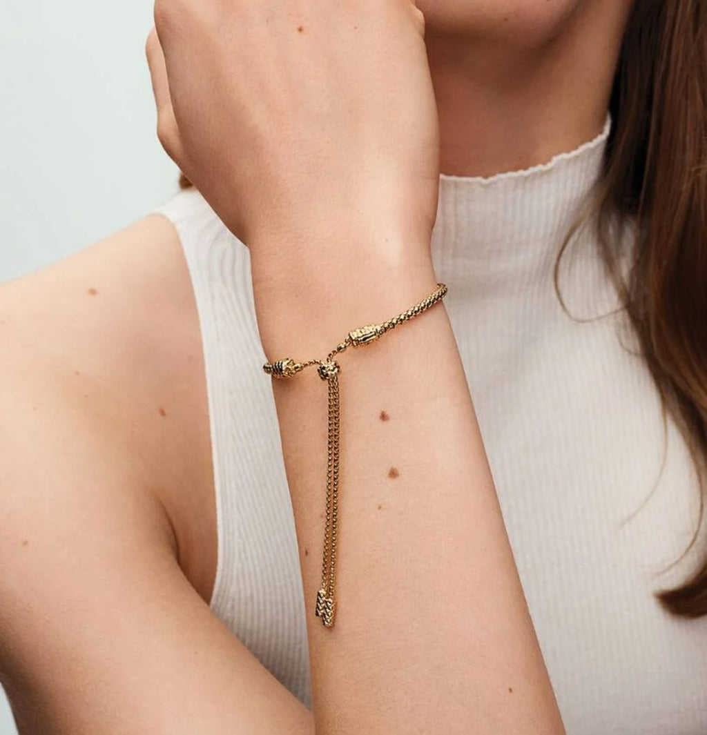 Bracelet Coulissant Chaîne Cloutée Métal doré à l'Or 14 carats