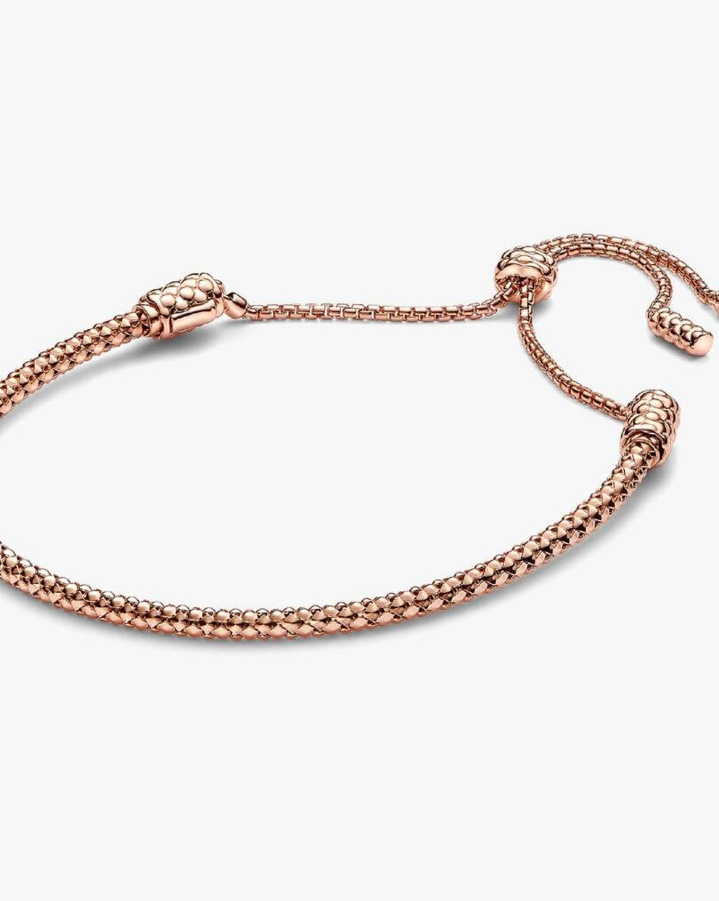 Bracelet Coulissant Chaîne Cloutée Métal doré à l'Or Rose 14 carats