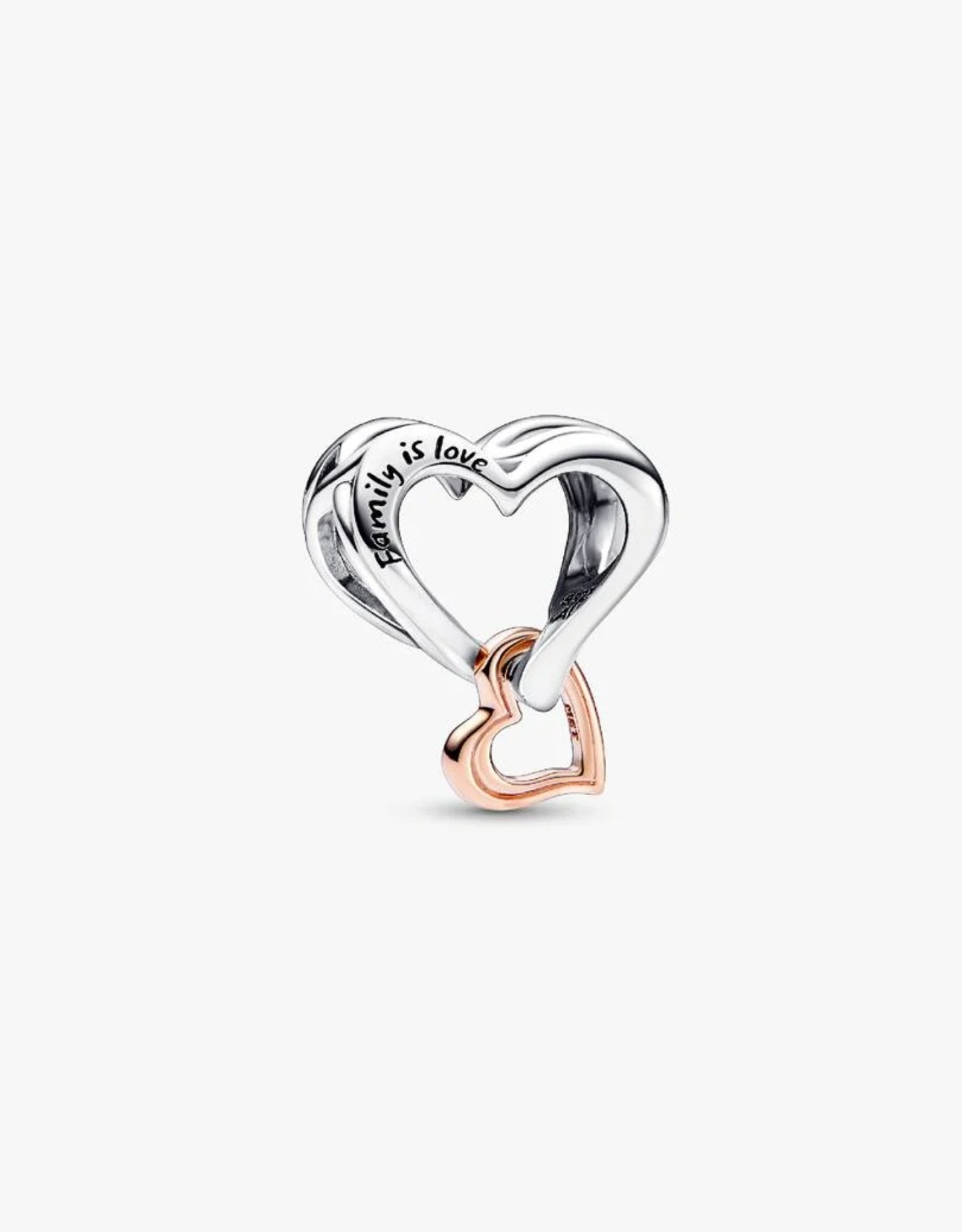 Charm Cœur Infini Ajouré Bicolore Argent Massif, Métal doré à l'Or Rose 14 carats