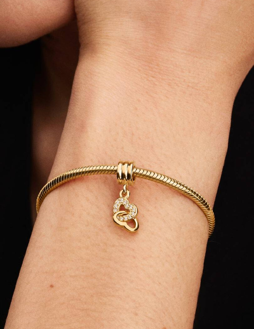 Charm Pendant Cœurs Entrelacés Métal doré à l'Or 14 carats