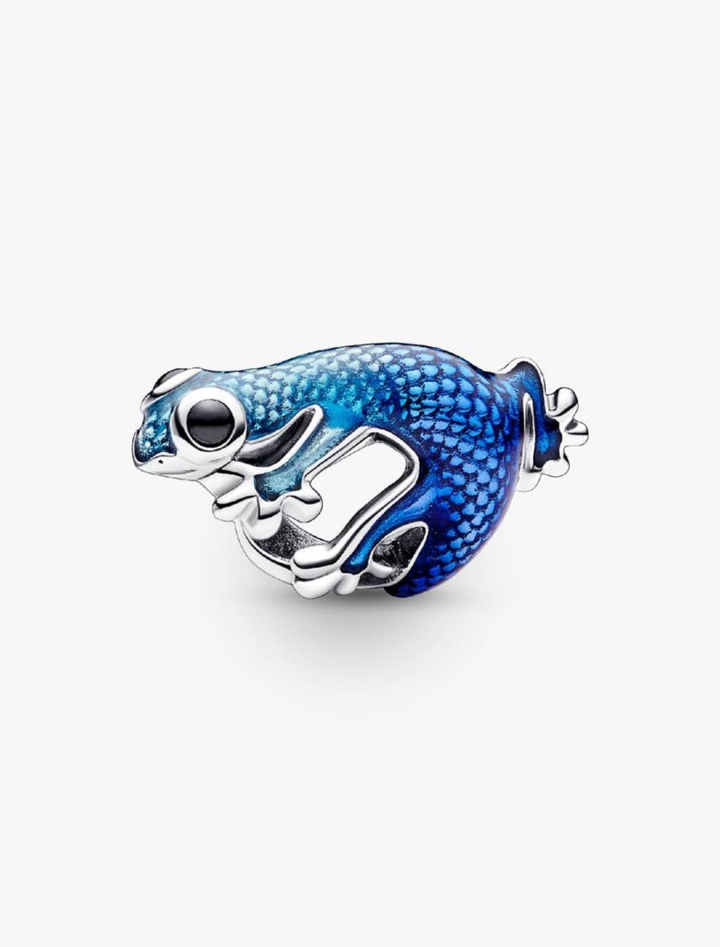 Charm Gecko Bleu Métallique Argent Massif