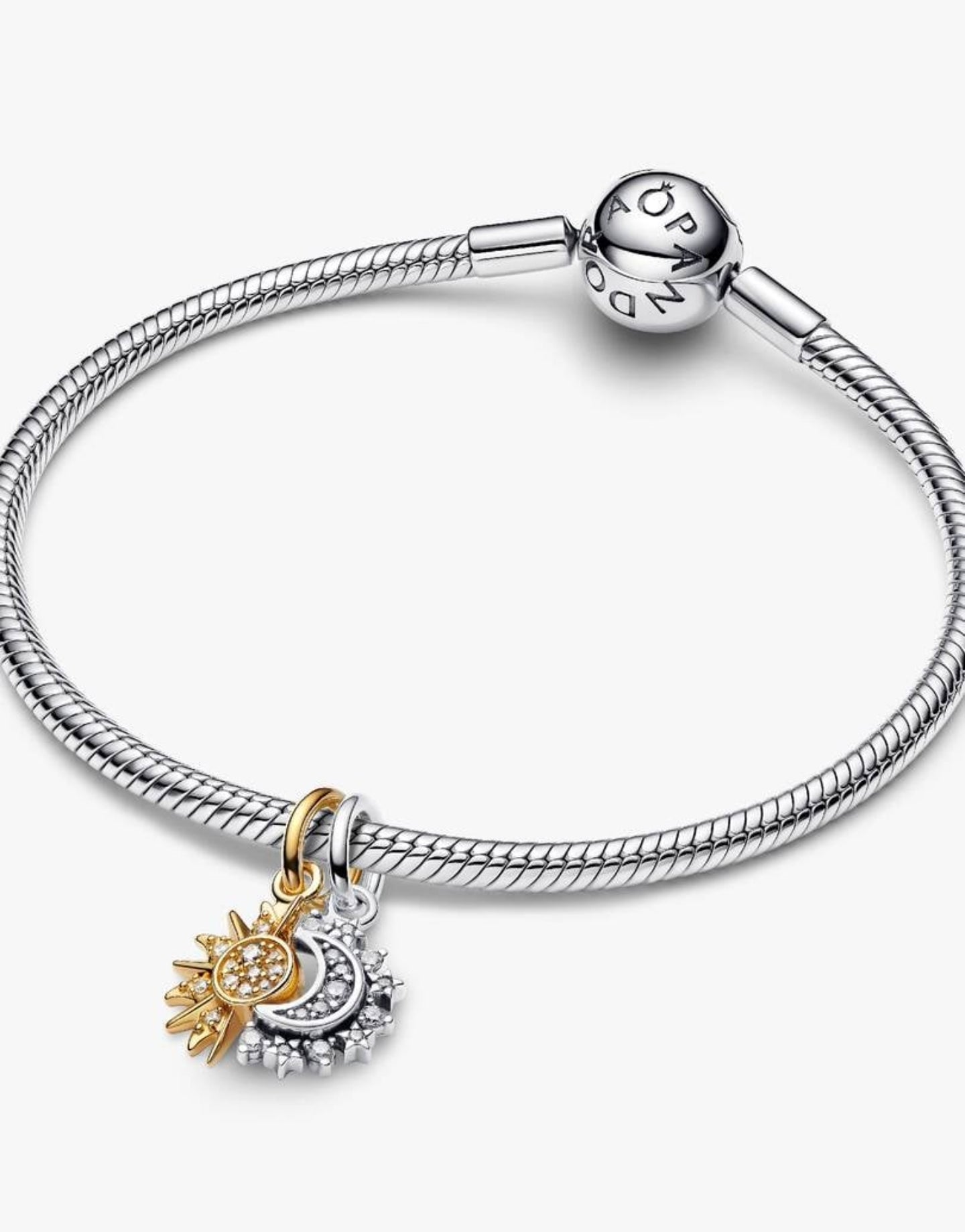 Charm Pendant Soleil & Lune Séparable Argent Massif, Métal doré à l'Or 14 carats