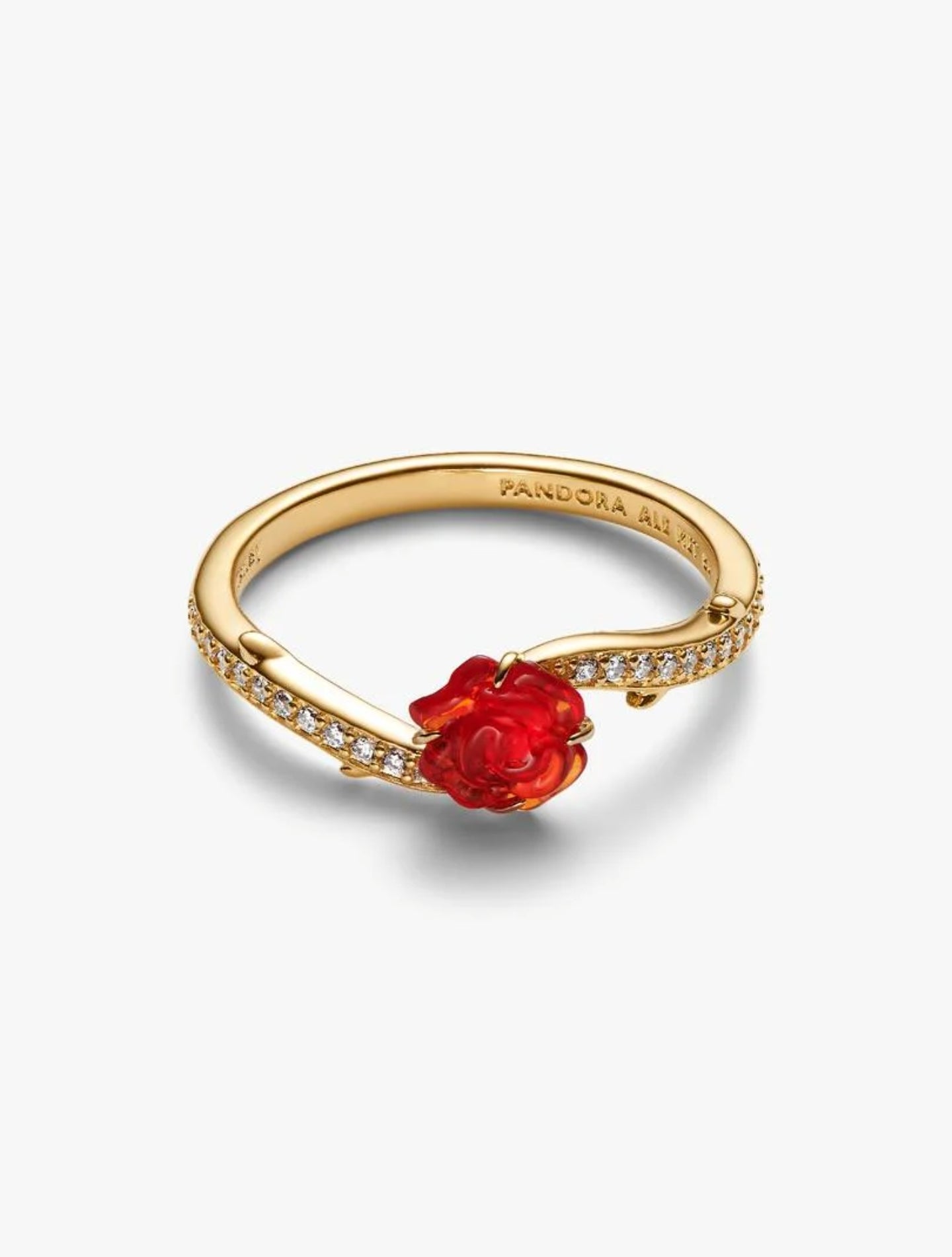 Bague Disney La Belle et La Bête Rose Enchantée Métal doré à l'Or 14 carats