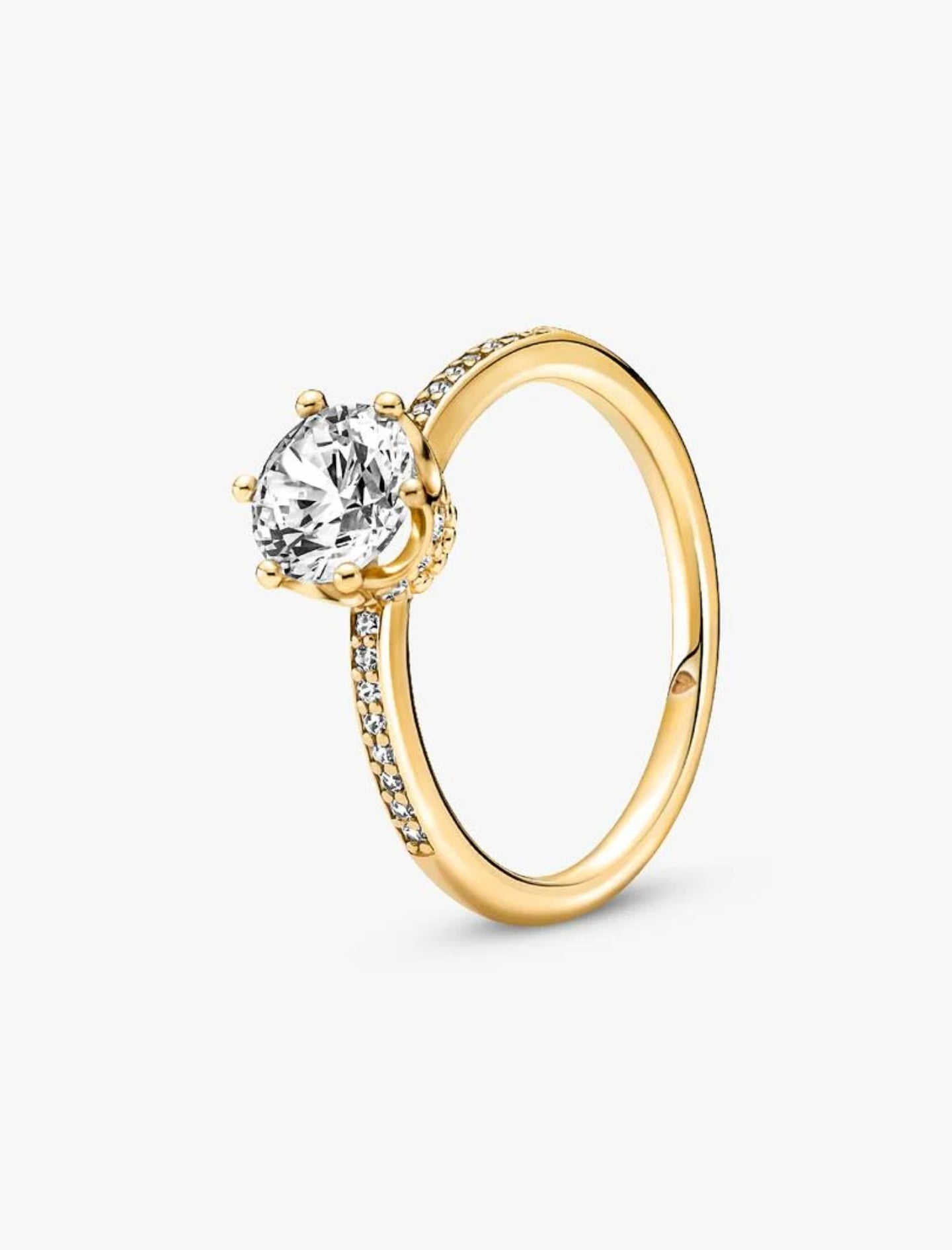Bague Solitaire Couronne Scintillante Incolore Métal doré à l'Or 14 carats