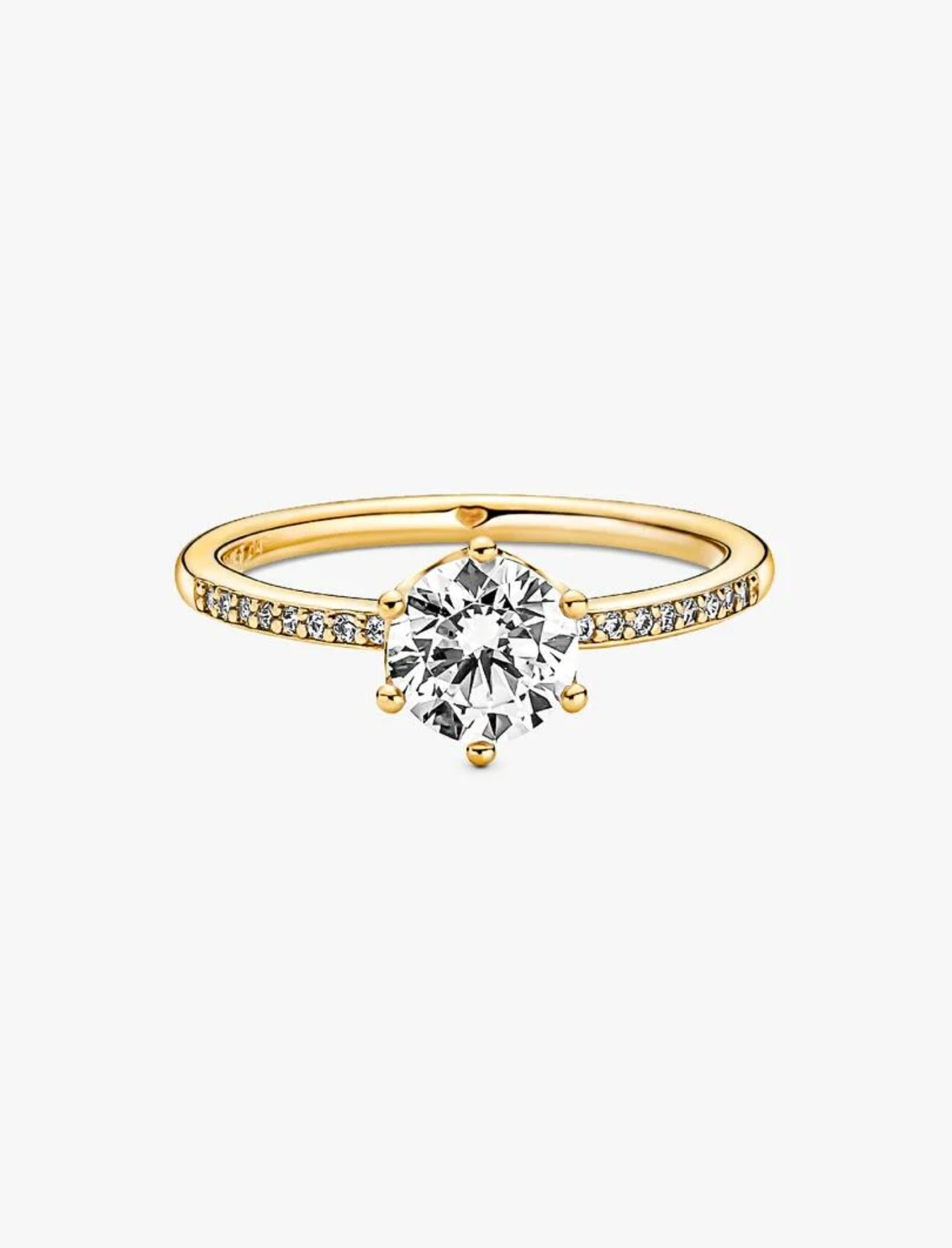 Bague Solitaire Couronne Scintillante Incolore Métal doré à l'Or 14 carats