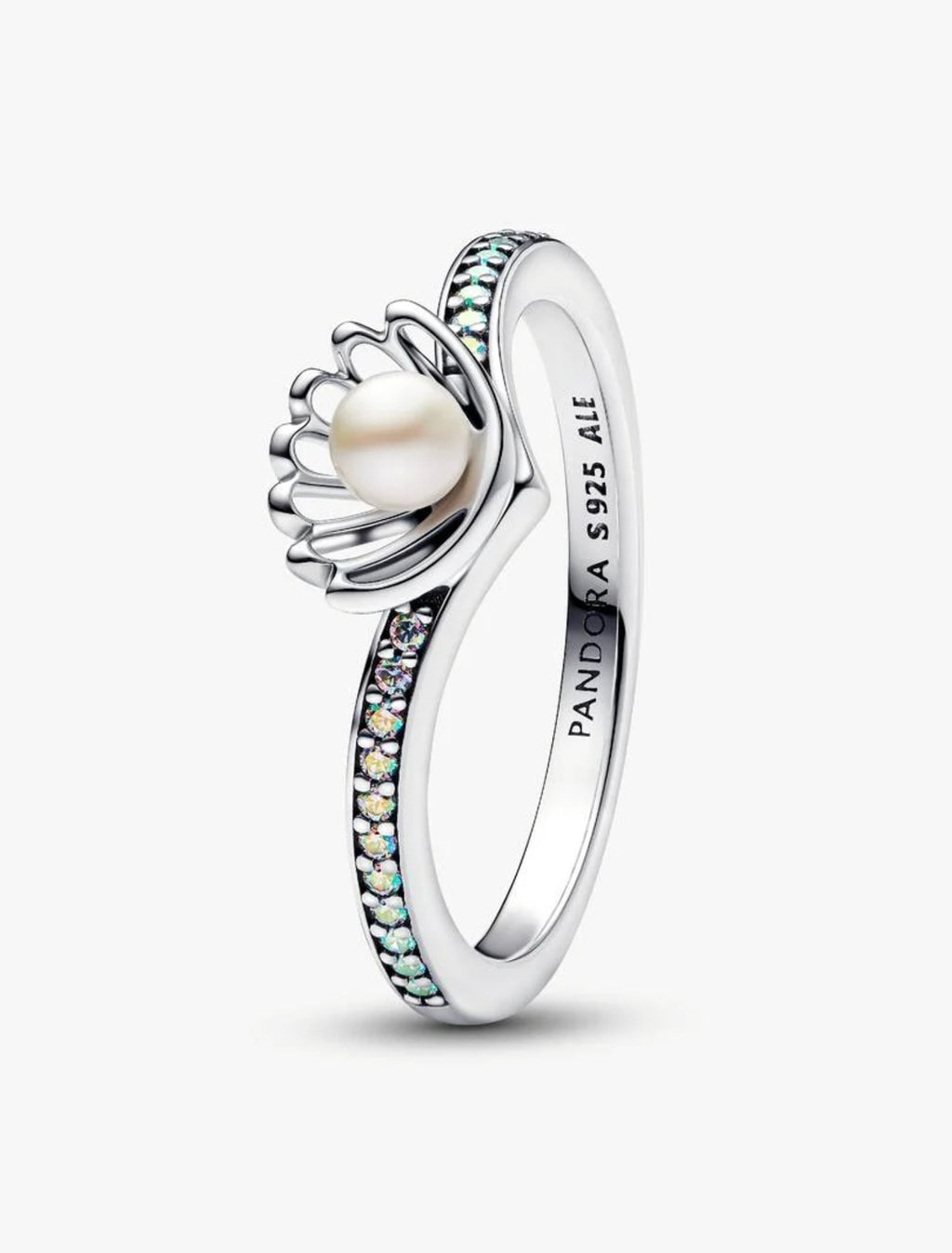 Bague Perle de Culture d’Eau Douce Traitée Princesse Disney Arielle Coquillage Argent Massif