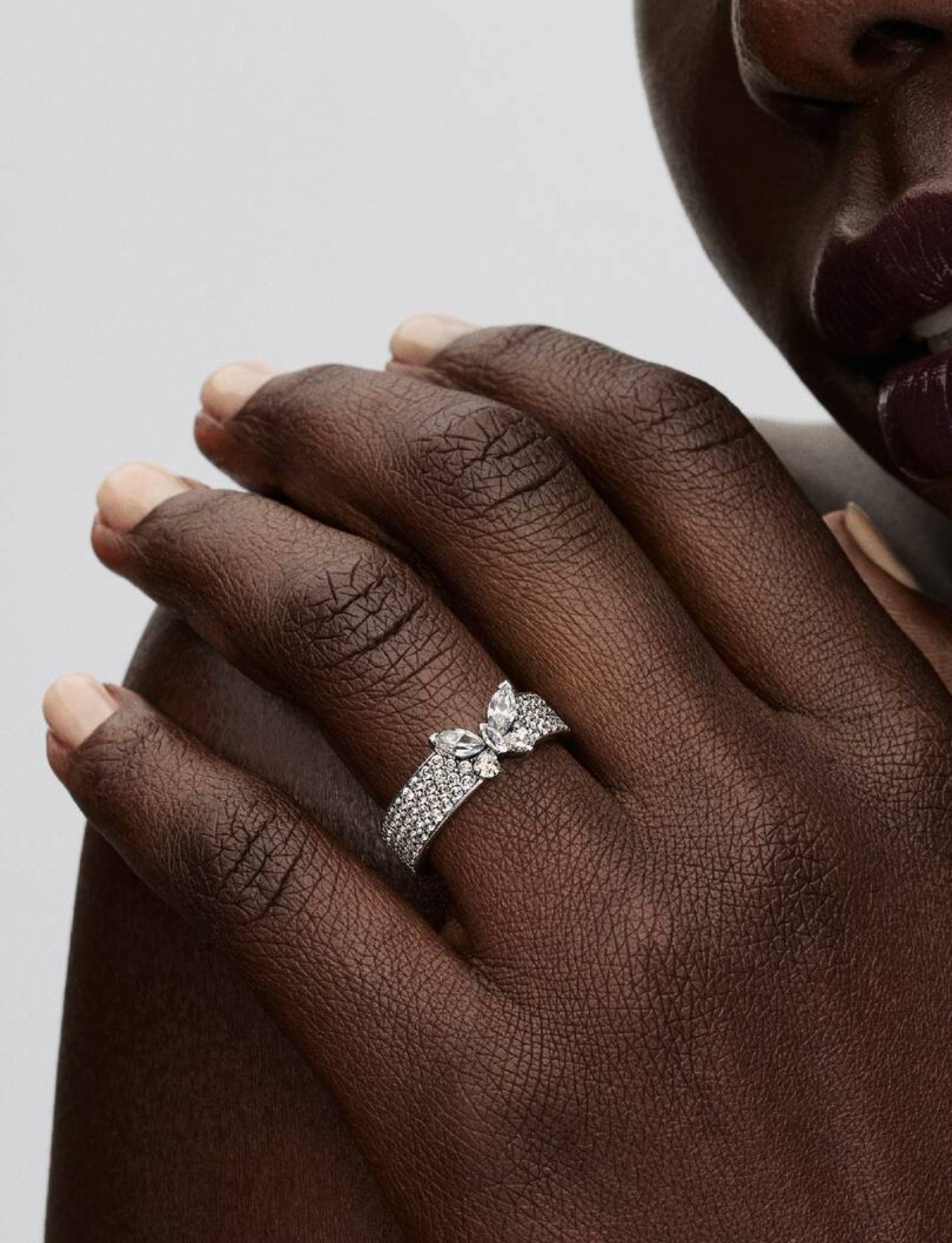 Bague Cocktail Papillon Scintillant Argent Massif