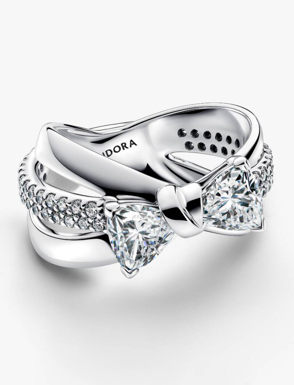 Bague Croisée Nœud Scintillant Argent Massif