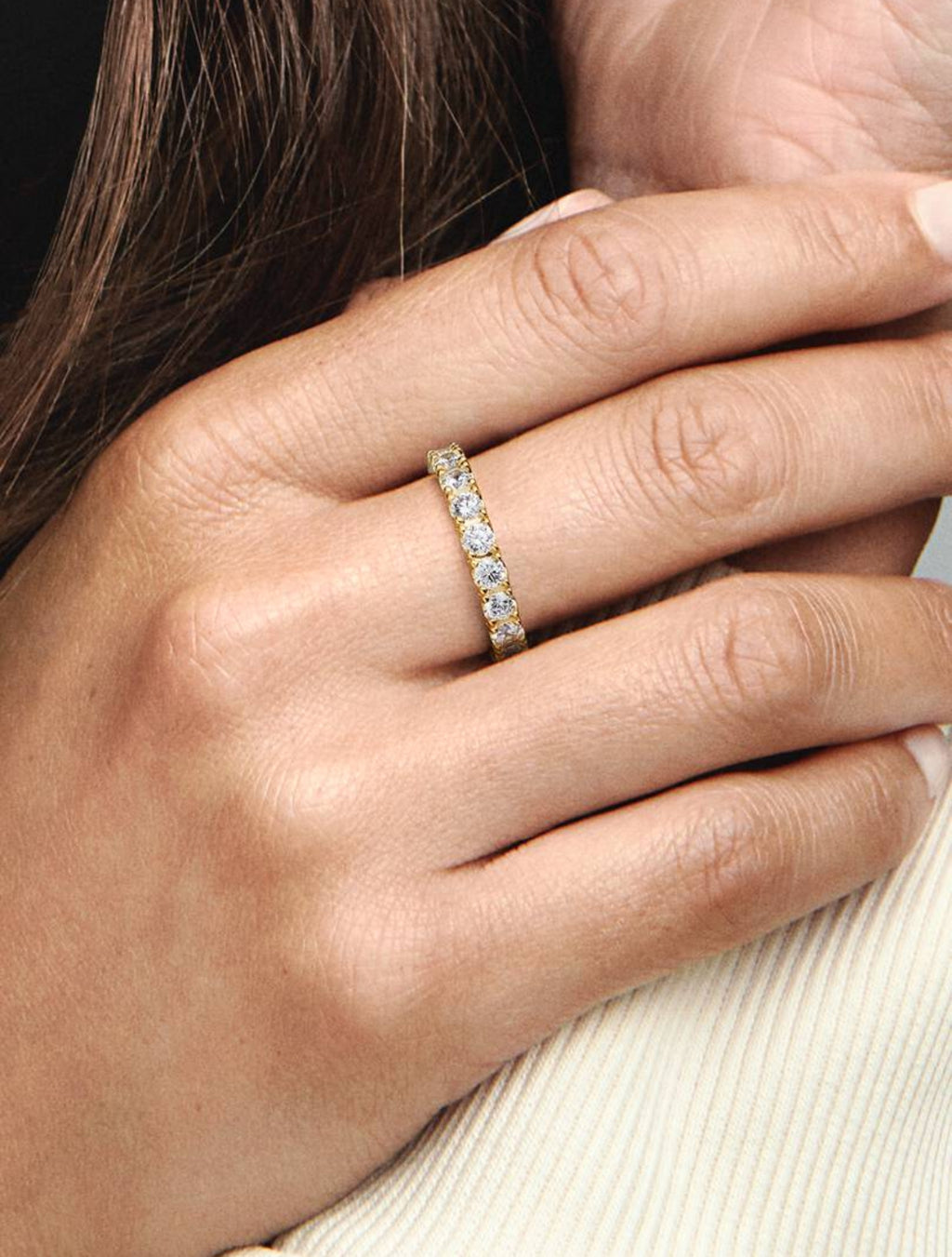 Bague Éternité Rang Scintillant Métal doré à l'Or 14 carats