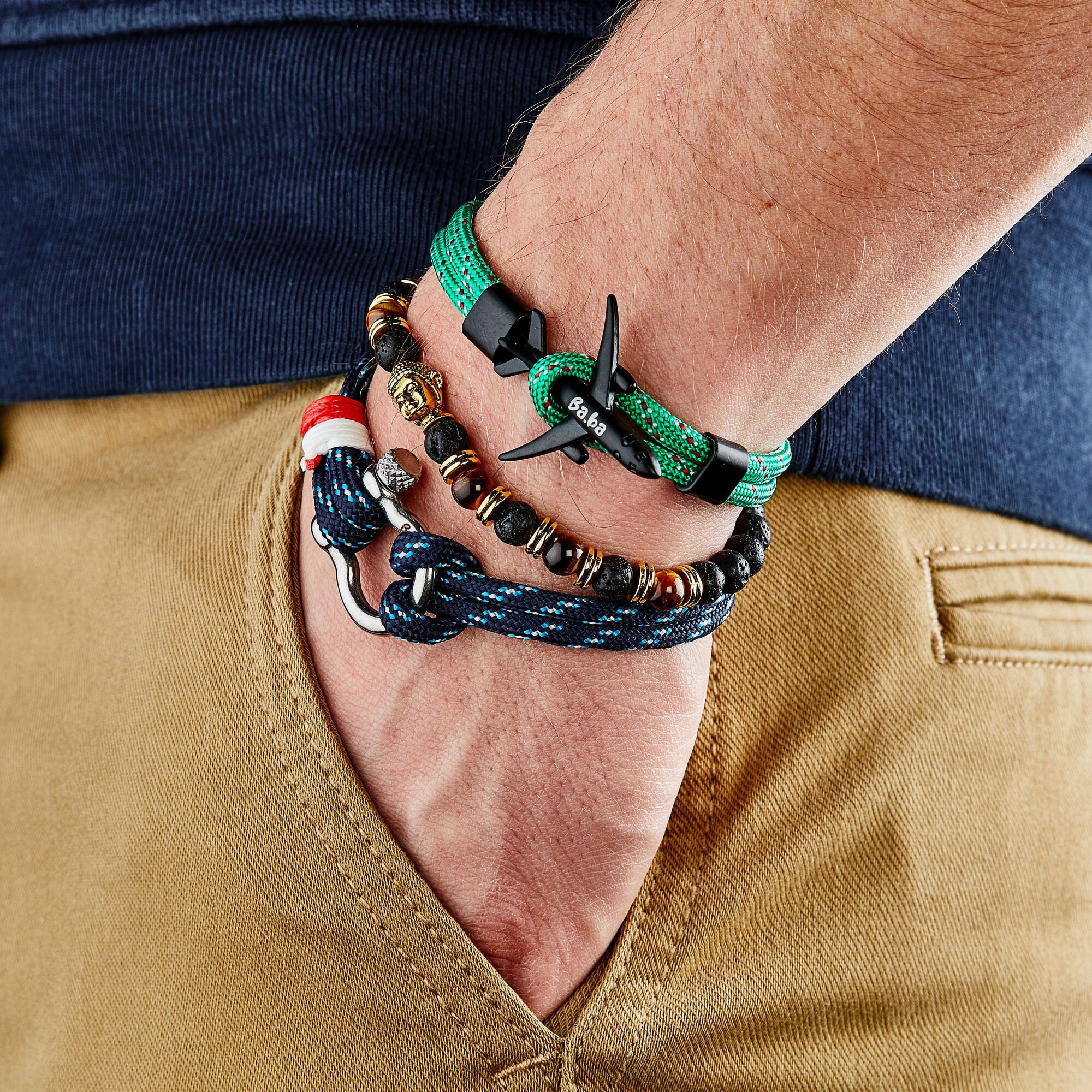 Bracelet Vaneau - oeils de tigre - pierres volcaniques - noir et maron