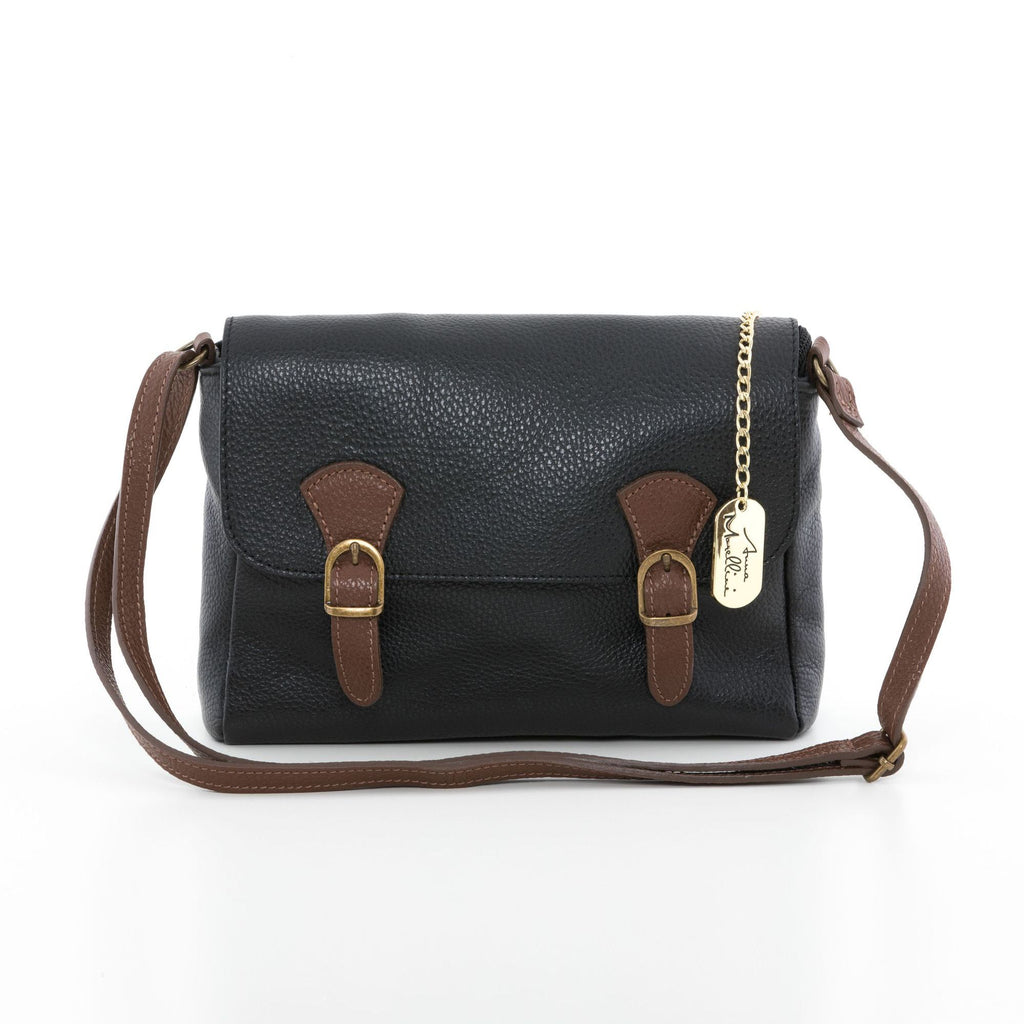 Anna Morellini - Sac à bandoulière Clementina - 100% cuir - noir et marron