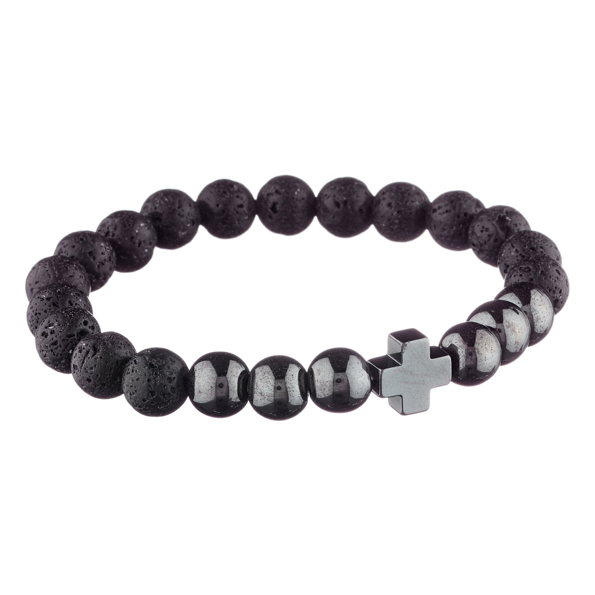 Bracelet Bastille - pierres volcaniques - hématites - noir